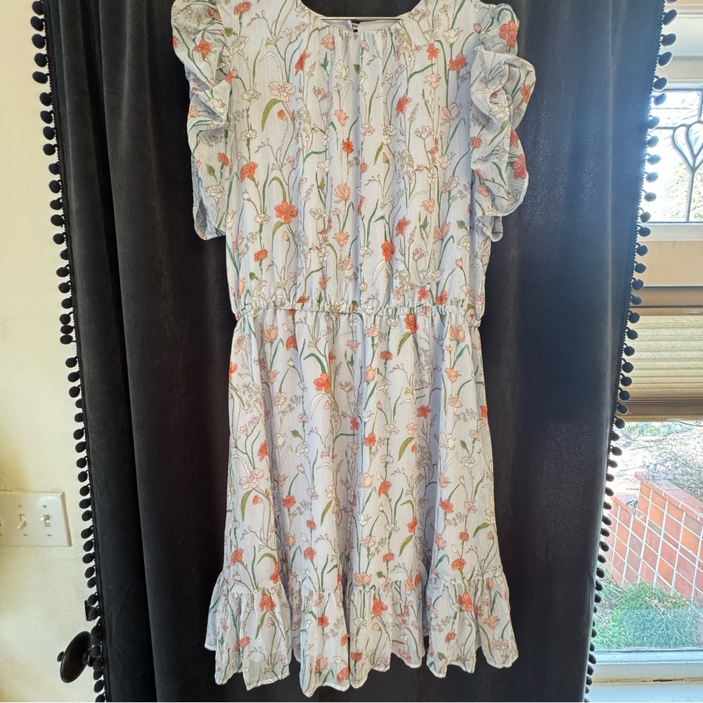 Banana Republic Floral Ruffle Sleeve Dress Size 14‎  Flowy Spring Summer NWT